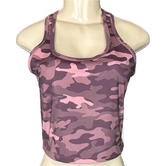 Calvin Klein Performance XL Pink Camouflage Scoop Neck Racerback Crop Tank Top - Picture 2 of 6
